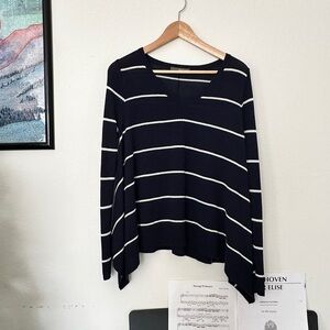 Matty M Navy and White Striped Long Sleeve Top